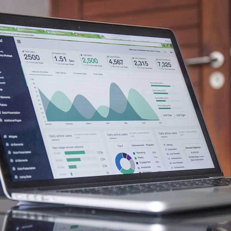 Business dashboard on laptop screen