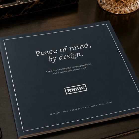 The printed RNBW brochure on a desk, carrying the same line as the website