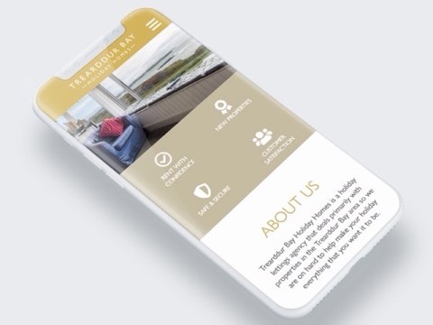 Trearddur Bay Holiday Homes branding shown on a phone