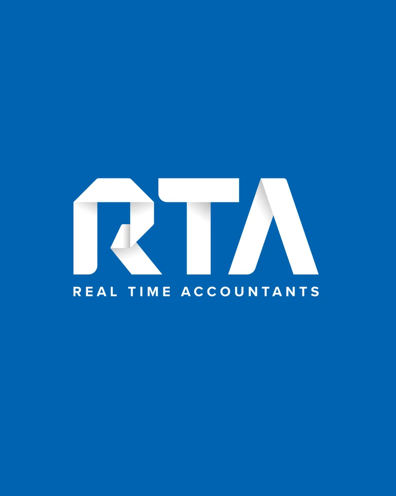 The RTA Real Time Accountants logo, white on the firm's blue